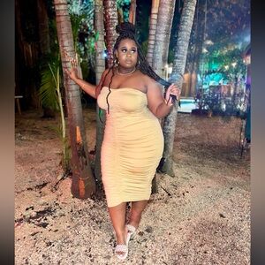 Ruched Bodycon Tube Dress